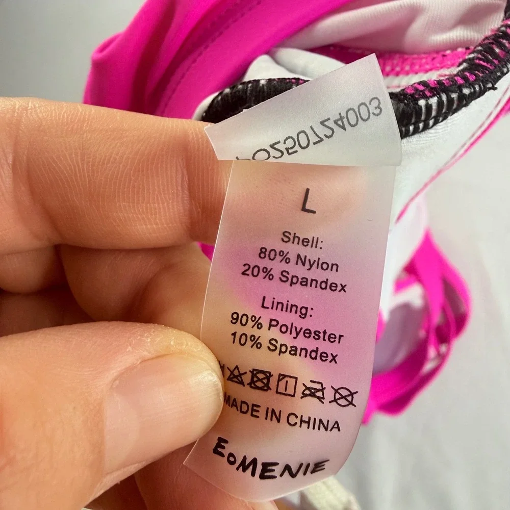 Tummy Control Slimming Pink and Black Cutout One Piece Swimsuit Ruched Large NWT